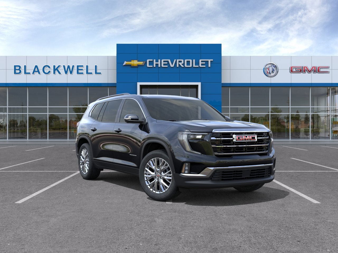 2026 GMC Acadia Elevation in Ebony Twilight Metallic — front three-quarter view