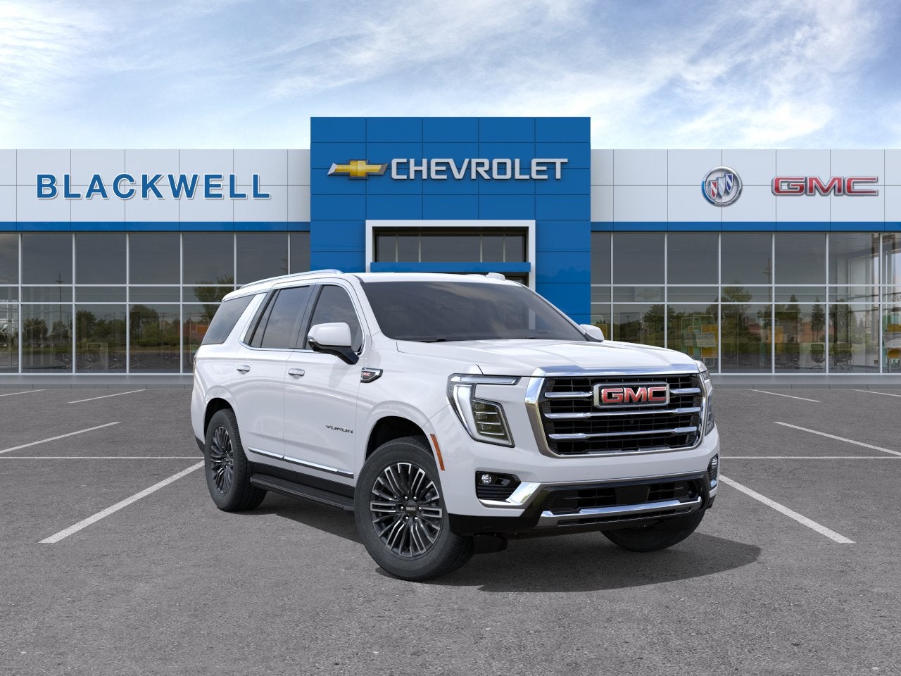 2026 GMC Yukon Elevation in Summit White — front three-quarter view