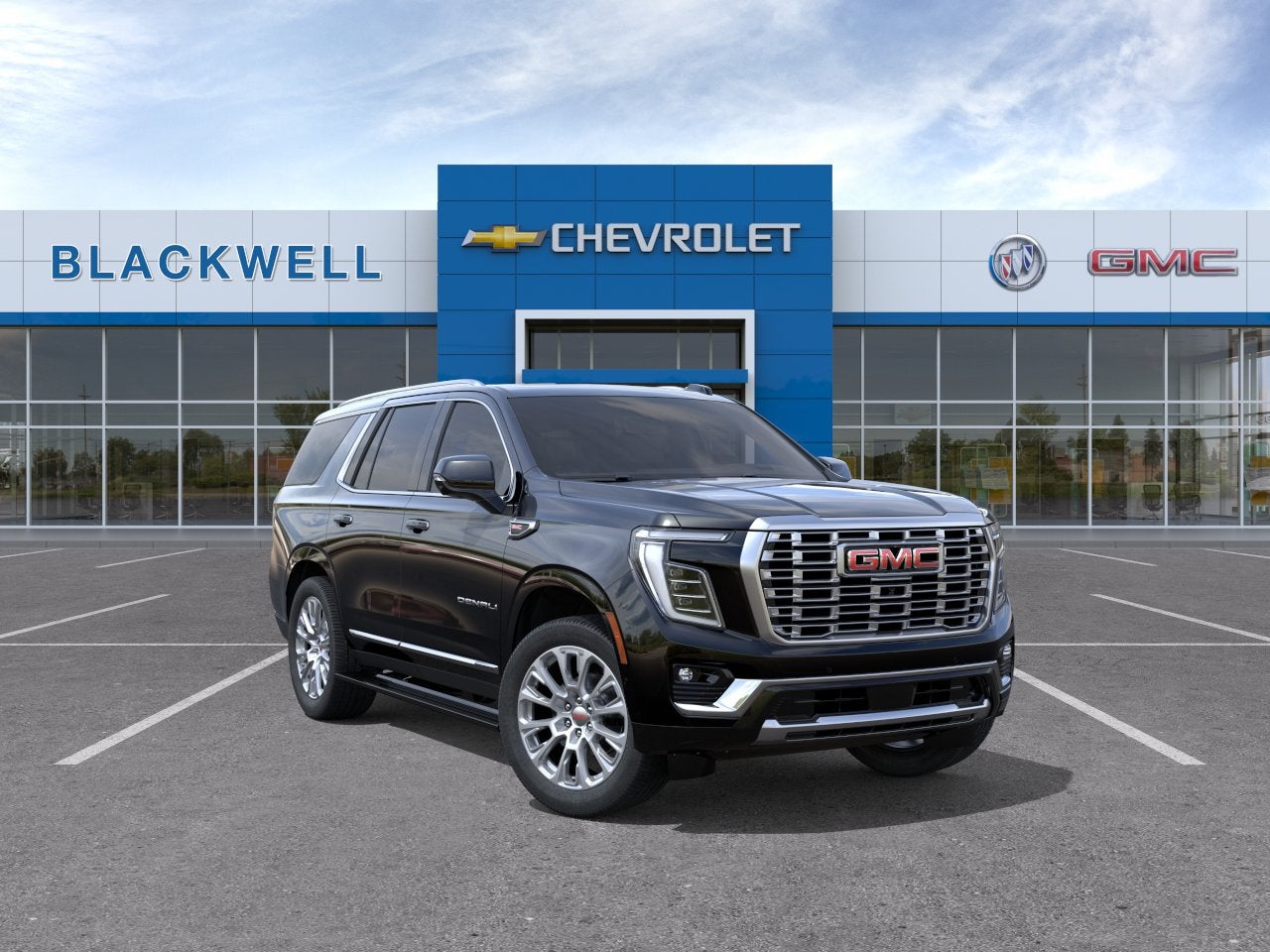 2026 GMC Yukon Denali in Onyx Black — front three-quarter view