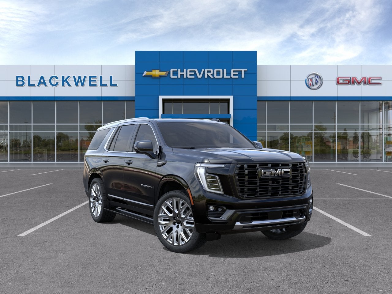 2026 GMC Yukon Denali Ultimate in Onyx Black — front three-quarter view