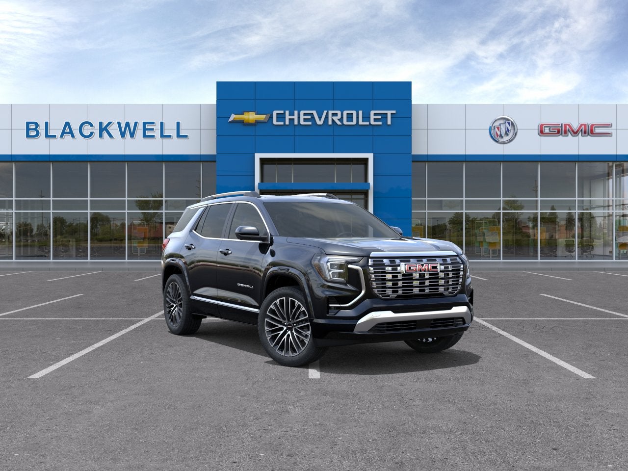 2026 GMC Terrain Denali in Ebony Twilight Metallic — front three-quarter view